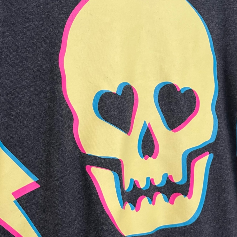 Torrid - LoveSick Skull Bolt Charcoal Heather Fleece Relaxed Bomber Jacket - 3X - Picture 3 of 10